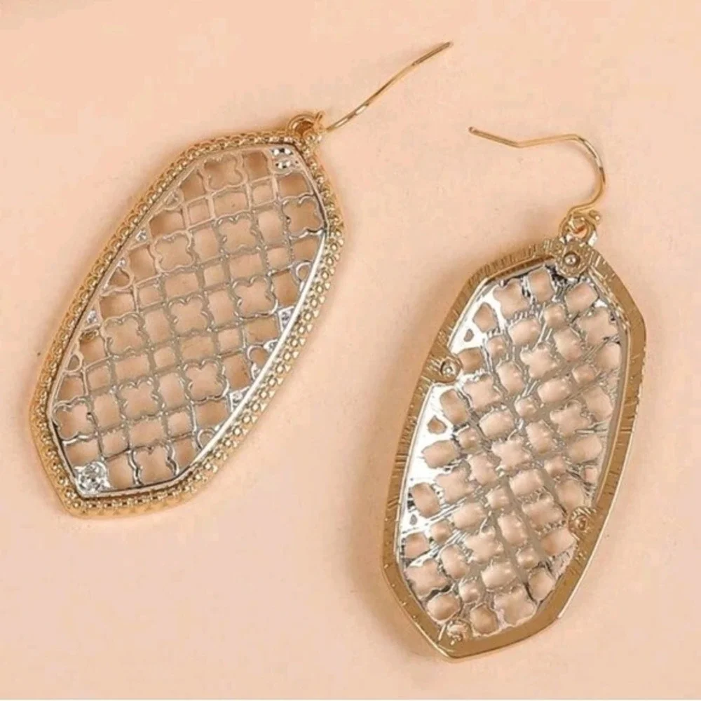 Gold Silver Filigree Earrings Dangle Boho lightweight metal casual 💖2/$30